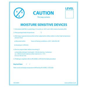 Moisture Sensitive Device Label Blue - Antistat