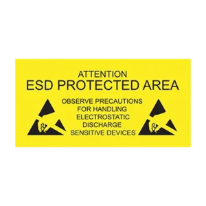 ESD Protected Area Sign - English - Antistat - Sign read: "ATTENTION. ESD PROTECTED AREA. OBSERVE PRECAUTIONS FOR HANDLING ELECTROSTATIC DISCHARGE SENSITIVE DEVICES"