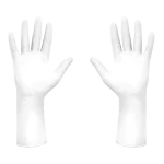 A pair of White Nitrile Disposable Gloves