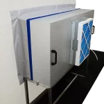 Portable cleanroom tent - close up of the cleanroom control system built into the side of the tent