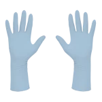 A pair of blue Sterile Cleanroom Nitrile Gloves from Halyard