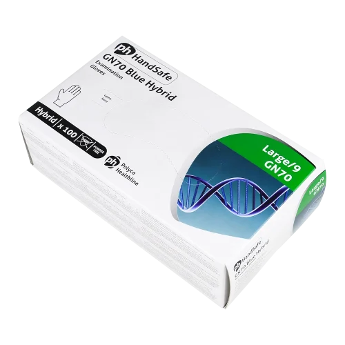 POLYCO Blue Hybrid Vinyl Disposable Gloves - Size L - Image 2